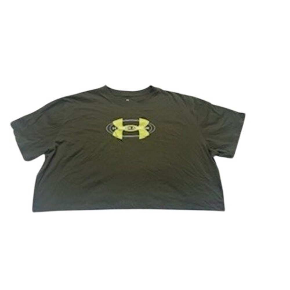Under Armour Women Loose Fit Graphic Tee Olive Green Logo Athletic Size L NWT